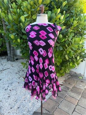 Y2K Pink and Black Geometric Fairycore Swing mini Dress